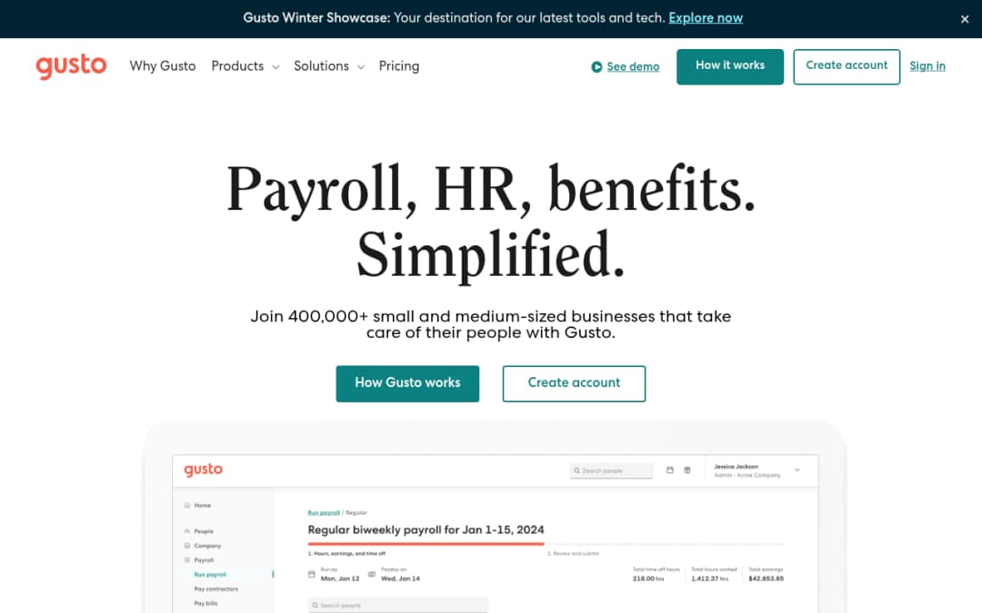 Gusto platform screenshot