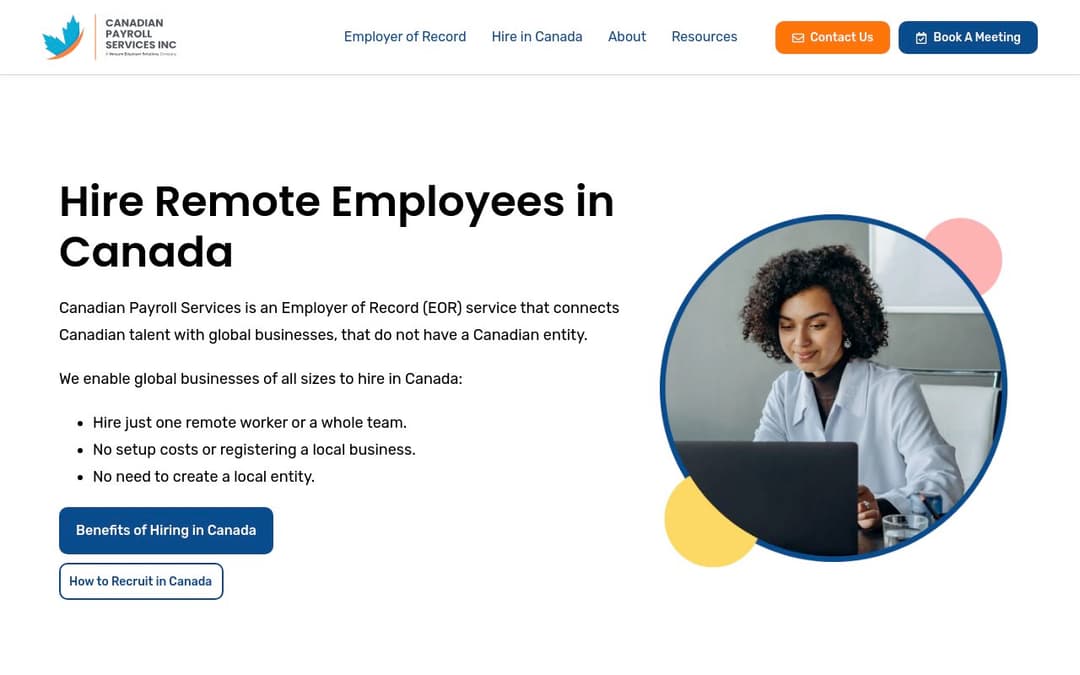 Canadian Payroll Services platform screenshot