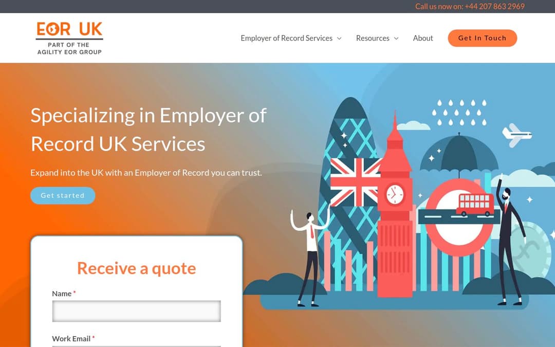 EOR UK platform screenshot