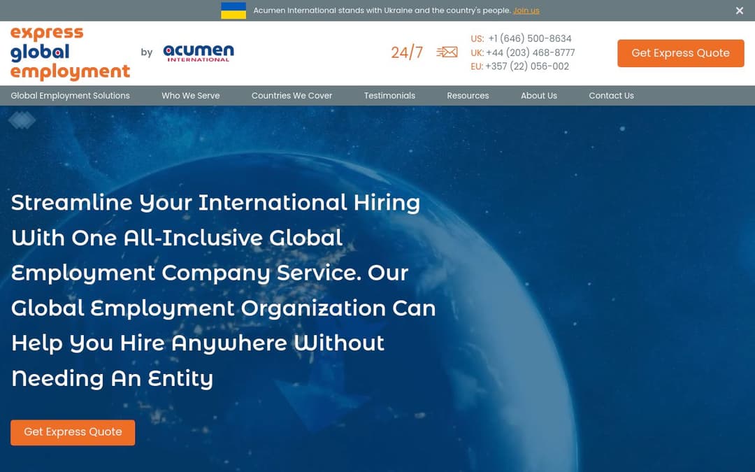 Express Global Employment platform screenshot