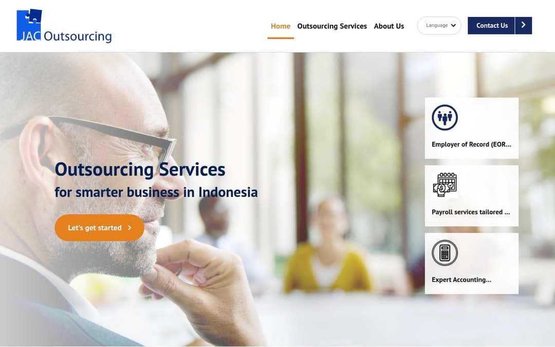 JAC Outsourcing platform screenshot