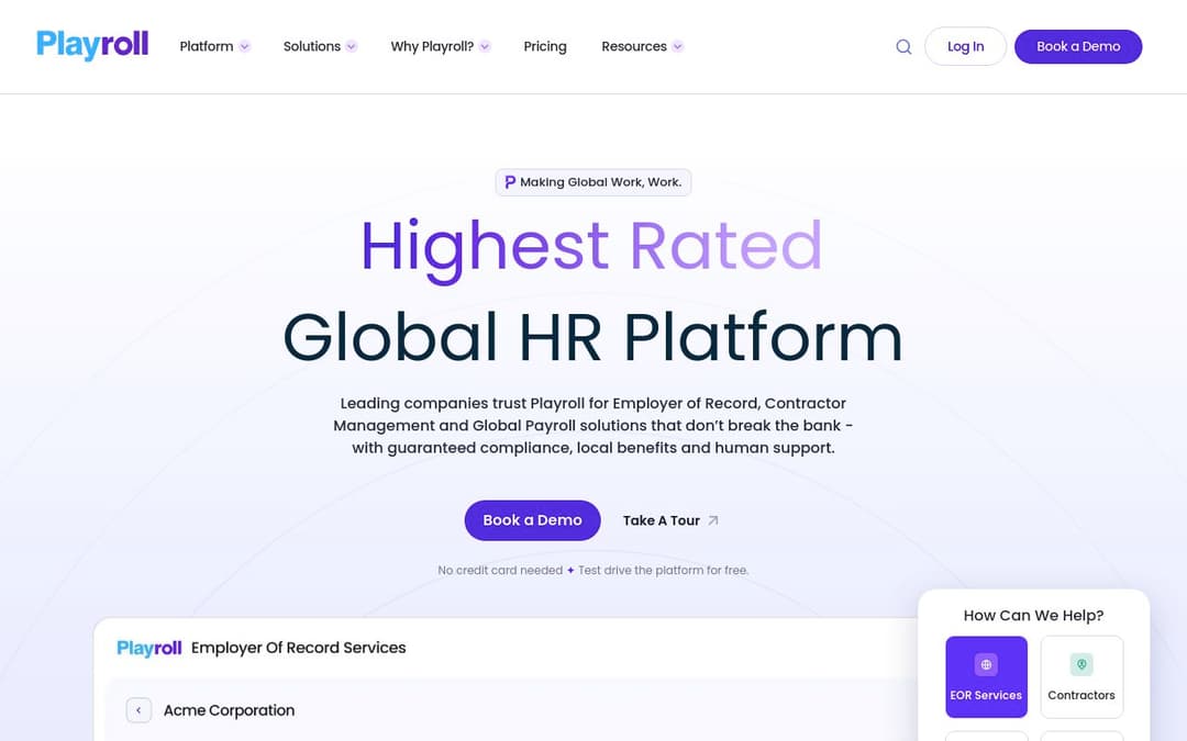 Playroll platform screenshot