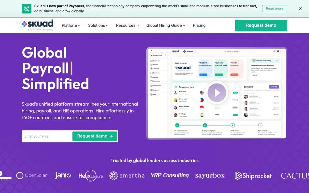 Payoneer Workforce Management platform screenshot